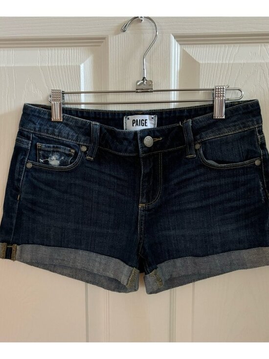 Pants - Women’s Blue Denim Cuffed Distressed Jean Shorts, Size 26